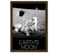 Artery8 NASA Our Solar System Earth's Moon Apollo 12 Lunar Surveyor Artwork Framed Wall Art Print A4 in Brown Artery8 Brown