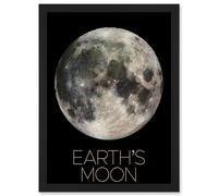 Artery8 NASA Our Solar System Earth's Moon Lunar Galileo Image Artwork Framed Wall Art Print A4 in Black Artery8 Black