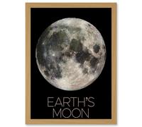 Artery8 NASA Our Solar System Earth's Moon Lunar Galileo Image Artwork Framed Wall Art Print A4 in Light Oak Artery8 Light Oak