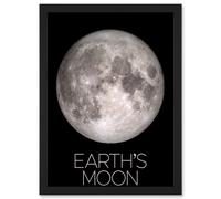Artery8 NASA Our Solar System Earth's Moon Lunar Orbiter Image Artwork Framed Wall Art Print A4 in Black Artery8 Black