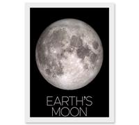 Artery8 NASA Our Solar System Earth's Moon Lunar Orbiter Image Artwork Framed Wall Art Print A4 in White Artery8 White