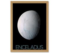 Artery8 NASA Our Solar System Enceladus Saturn's Moon Ice Oceans Artwork Framed Wall Art Print A4 in Light Oak Artery8 Light Oak