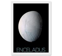 Artery8 NASA Our Solar System Enceladus Saturn's Moon Ice Oceans Artwork Framed Wall Art Print A4 in White Artery8 White