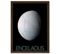 Artery8 NASA Our Solar System Enceladus Saturn's Moon Ice Oceans Artwork Framed Wall Art Print A4 in Brown Artery8 Brown