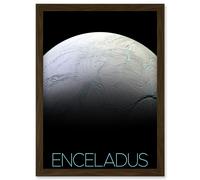 Artery8 NASA Our Solar System Enceladus Saturn's Moon Surface Artwork Framed Wall Art Print A4 in Brown Artery8 Brown