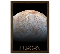 Artery8 NASA Our Solar System Europa Jupiter's Moon Ice Surface Artwork Framed Wall Art Print A4 in Brown Artery8 Brown