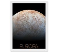 Artery8 NASA Our Solar System Europa Jupiter's Moon Ice Surface Artwork Framed Wall Art Print A4 in White Artery8 White