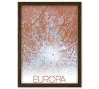 Artery8 NASA Our Solar System Europa Jupiter's Moon Pwyll Crater Artwork Framed Wall Art Print A4 in Brown Artery8 Brown