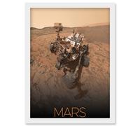 Artery8 NASA Our Solar System Mars Curiosity Rover Self Portrait Artwork Framed Wall Art Print A4 in White Artery8 White