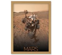 Artery8 NASA Our Solar System Mars Curiosity Rover Self Portrait Artwork Framed Wall Art Print A4 in Light Oak Artery8 Light Oak