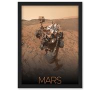 Artery8 NASA Our Solar System Mars Curiosity Rover Self Portrait Artwork Framed Wall Art Print A4 in Black Artery8 Black