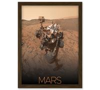 Artery8 NASA Our Solar System Mars Curiosity Rover Self Portrait Artwork Framed Wall Art Print A4 in Brown Artery8 Brown