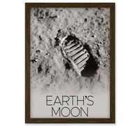 Artery8 NASA Our Solar System Moon Apollo 11 Boot Print Lunar Surface Artwork Framed Wall Art Print A4 in Brown Artery8 Brown