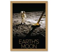 Artery8 NASA Our Solar System Moon Apollo 11 Lunar Module Buzz Aldrin Artwork Framed Wall Art Print A4 in Light Oak Artery8 Light Oak
