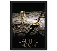 Artery8 NASA Our Solar System Moon Apollo 11 Lunar Module Buzz Aldrin Artwork Framed Wall Art Print A4 in Black Artery8 Black