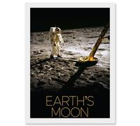 Artery8 NASA Our Solar System Moon Apollo 11 Lunar Module Buzz Aldrin Artwork Framed Wall Art Print A4 in White Artery8 White