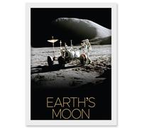 Artery8 NASA Our Solar System Moon Lunar Roving Vehicle Apollo 15 Artwork Framed Wall Art Print A4 in White Artery8 White