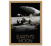 Artery8 NASA Our Solar System Moon Lunar Roving Vehicle Apollo 15 Artwork Framed Wall Art Print A4 in Light Oak Artery8 Light Oak