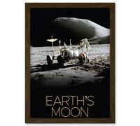 Artery8 NASA Our Solar System Moon Lunar Roving Vehicle Apollo 15 Artwork Framed Wall Art Print A4 in Brown Artery8 Brown
