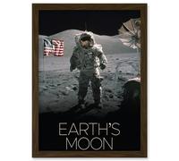 Artery8 NASA Our Solar System Moon Surface Apollo 17 Astronaut Artwork Framed Wall Art Print A4 in Brown Artery8 Brown