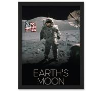Artery8 NASA Our Solar System Moon Surface Apollo 17 Astronaut Artwork Framed Wall Art Print A4 in Black Artery8 Black