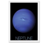 Artery8 NASA Our Solar System Neptune Blue Planet Voyager 2 Image Artwork Framed Wall Art Print A4 in White Artery8 White