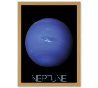 Artery8 NASA Our Solar System Neptune Blue Planet Voyager 2 Image Artwork Framed Wall Art Print A4 in Light Oak Artery8 Light Oak