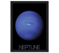 Artery8 NASA Our Solar System Neptune Blue Planet Voyager 2 Image Artwork Framed Wall Art Print A4 in Black Artery8 Black