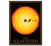 Artery8 NASA Our Solar System Planets & Sun Size Comparison Artwork Framed Wall Art Print A4 in Brown Artery8 Brown