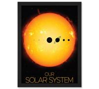 Artery8 Nasa Our Solar System Planets And Sun Size Comparison Dark Wall Art Print - A4 Size