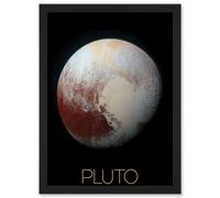 Artery8 NASA Our Solar System Pluto New Horizons Enhanced Colour Image Artwork Framed Wall Art Print A4 in Black Artery8 Black