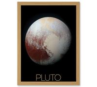 Artery8 NASA Our Solar System Pluto New Horizons Enhanced Colour Image Artwork Framed Wall Art Print A4 in Light Oak Artery8 Light Oak