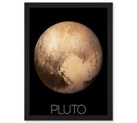 Artery8 NASA Our Solar System Pluto New Horizons Image Artwork Framed Wall Art Print A4 in Black Artery8 Black