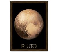 Artery8 NASA Our Solar System Pluto New Horizons Image Artwork Framed Wall Art Print A4 in Brown Artery8 Brown
