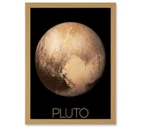 Artery8 NASA Our Solar System Pluto New Horizons Image Artwork Framed Wall Art Print A4 in Light Oak Artery8 Light Oak