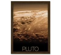 Artery8 NASA Our Solar System Pluto New Horizons Surface Image Artwork Framed Wall Art Print A4 in Brown Artery8 Brown