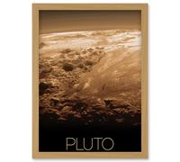 Artery8 NASA Our Solar System Pluto New Horizons Surface Image Artwork Framed Wall Art Print A4 in Light Oak Artery8 Light Oak