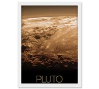 Artery8 NASA Our Solar System Pluto New Horizons Surface Image Artwork Framed Wall Art Print A4 in White Artery8 White