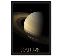 Artery8 NASA Our Solar System Saturn Planet Equinox Cassini Artwork Framed Wall Art Print A4 in Black Artery8 Black