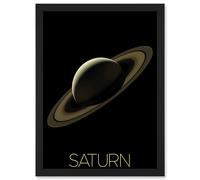 Artery8 NASA Our Solar System Saturn Planet Rings Cassini Mission Artwork Framed Wall Art Print A4 in Black Artery8 Black