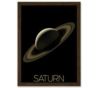 Artery8 NASA Our Solar System Saturn Planet Rings Cassini Mission Artwork Framed Wall Art Print A4 in Brown Artery8 Brown