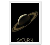 Artery8 NASA Our Solar System Saturn Planet Rings Cassini Mission Artwork Framed Wall Art Print A4 in White Artery8 White