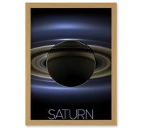 Artery8 NASA Our Solar System Saturn Planet Shadow Cassini Artwork Framed Wall Art Print A4 in Light Oak Artery8 Light Oak