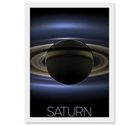 Artery8 NASA Our Solar System Saturn Planet Shadow Cassini Artwork Framed Wall Art Print A4 in White Artery8 White