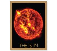 Artery8 NASA Our Solar System The Sun Solar Flare Image Artwork Framed Wall Art Print A4 in Light Oak Artery8 Light Oak