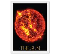 Artery8 NASA Our Solar System The Sun Solar Flare Image Artwork Framed Wall Art Print A4 in White Artery8 White