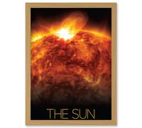 Artery8 NASA Our Solar System The Sun Solar Flare Observatory Image Artwork Framed Wall Art Print A4 in Light Oak Artery8 Light Oak