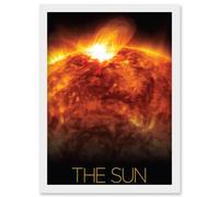 Artery8 NASA Our Solar System The Sun Solar Flare Observatory Image Artwork Framed Wall Art Print A4 in White Artery8 White