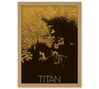 Artery8 NASA Our Solar System Titan Saturn's Moon Ligeia Mare Lake Artwork Framed Wall Art Print A4 in Light Oak Artery8 Light Oak