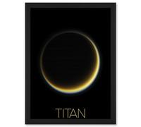 Artery8 Nasa Our Solar System Titan Saturn's Moon Night Side Wall Art Print - A4 Size